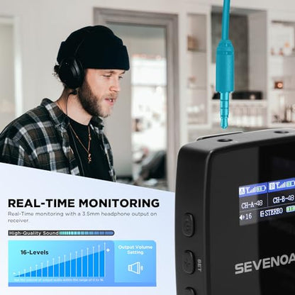 Sevenoak K7 UHF Wireless Lavalier Microphone System for Cameras DSLR Smartphone, 48-Channel,164ft Range,Compact Clip-on Lapel Microphones for Video Recoding YouTube Live Streaming Interview