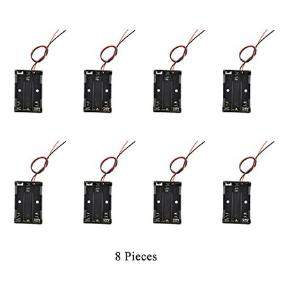 HAHIYO 4.5V AAA Battery Holder Bundle Series with Wire Sturdy Clapm Flexible Springs Contact Build-in Harnesses Batteries Black Case Easy Install 8 Pieces for Wall Clocks Ham Radio Kids Toys - style: Without cover-3AAA-8P