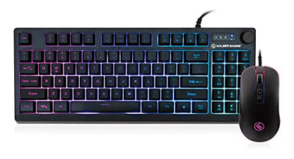 IOGEAR KORONA KORE II Compact Keyboard Combo - 89-Key Zone RGB Keyboard with 10-Key Function and Volume Control Knob, 26 Anti-Ghosting Keys, Plus 6200 DPI RGB Gaming Mouse (GKM601)