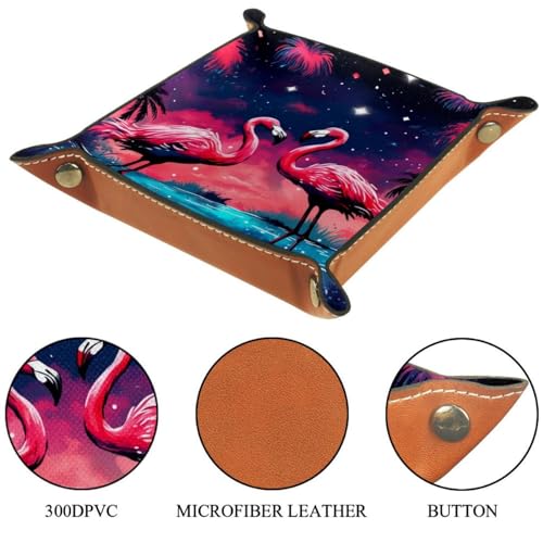 Red Flamingo Dice Tray PU Leather Dice Rolling Tray Folding Dice Holder for Dice Games, Like RPG, DND and Other Table Games - color: Multi 7