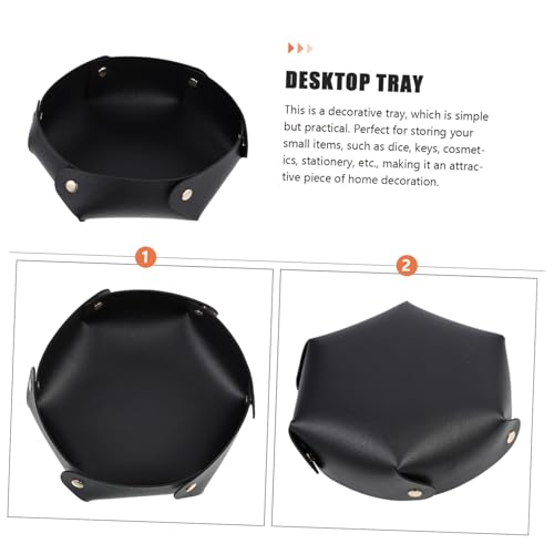 Portable Foldable PU Leather Dice Tray Thickened Desktop Storage Box Dice Holder for Tabletop RPG Games and Board Games Non-deformable Design Elegant Black Organizer for Home and