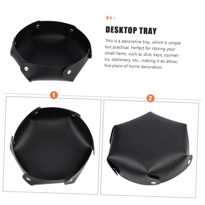Portable Foldable PU Leather Dice Tray Thickened Desktop Storage Box Dice Holder for Tabletop RPG Games and Board Games Non-deformable Design Elegant Black Organizer for Home and