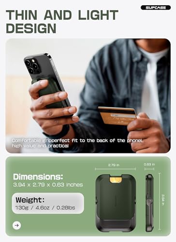 SUPCASE for MagSafe Wallet with Stand, Magnetic Wallet for Men Women, [Hold 6 Cards] [RFID Blocking] [Strong Magnetic Lock] Phone Stand Card Holder for iPhone 17/16/15/14/13/12 Series, Battle Green - color: Battle Green