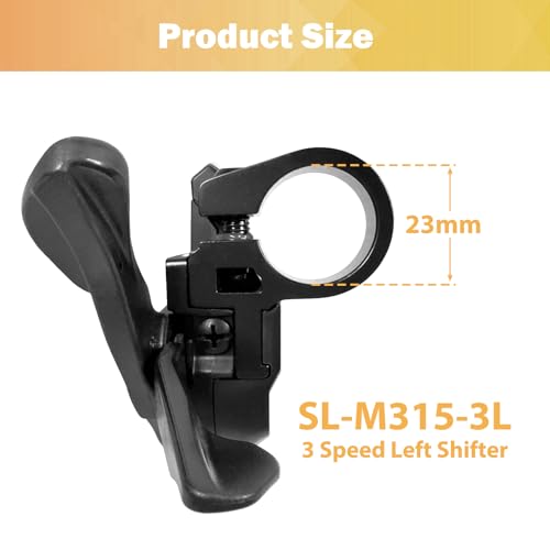 3 Speed Shifter SL-M315-3L Bike Shifter Left Thumb Gear Shifter | 3 Speed Shifter for Moutain Commuter Touring Road Bike,with Visual Window,Skip 3 Gears in a Row,Durable,Low Resistance