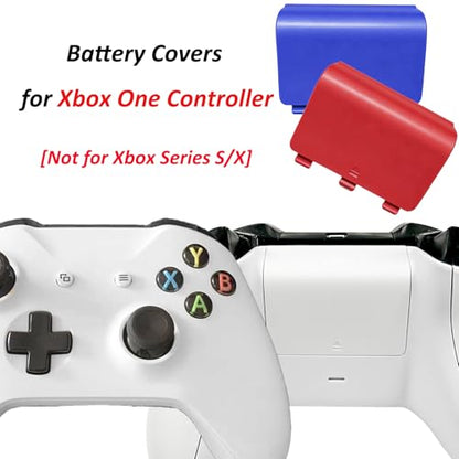 4 Pcs Battery Back Cover for Xbox One/One S/One X Controller[NOT for Xbox Series X/S],Battery Back Shell Covers,Replacement Battery Cover Door Compatible with Xbox One(Blue&Red) [Video Game] - color: 2 Blue + 2 Red
