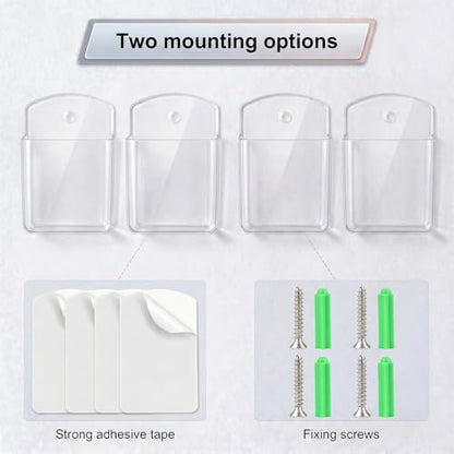 2 PCS Remote Control Holder Wall Mount, TV Remote Control Holder, Self Adhesive Pen Holder Organizers and Accessories for Home Office School (4, Clear-4Pcs) - color: Set of 4-Clear