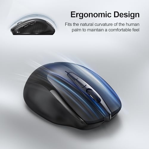 TECKNET Wireless Mouse Rechargeable, 2.4G Computer Mice with USB-A Receiver | 2.4G Connection, 800mAh Battery, 3X Faster Charging, Silent Click, 6-Level 4800 DPI, Ergonomic Design for All-day Comfort - color: Black