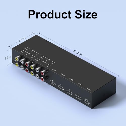4 AV Inputs + 4 HDMI 2.0 Inputs to HDMI Converter (8 in 1) with Upgrade New Version - style: 4 RCA + 4 HDMI Converter