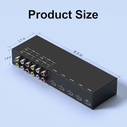 4 AV Inputs + 4 HDMI 2.0 Inputs to HDMI Converter (8 in 1) with Upgrade New Version - style: 4 RCA + 4 HDMI Converter