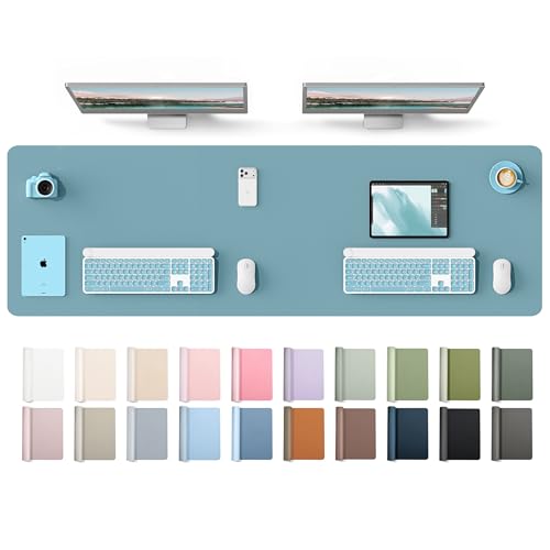 YSAGi Leather Desk Protector, Office Mat, Large Mouse Mat, Non-Slip PU Leather Blotter, Laptop Desk Mat, Waterproof Writing Pad for Office and Home(Aquamarine, 63" x 17.2") - color: Aquamarine, size: 63" x 17.2"