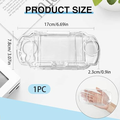 Transparent Hard Case for PSP 2000 3000, Clear Crystal Shell Cover with Screen Protector, Shockproof Protective Housing Replacement for PSP Slim Console, Gaming Collector Display