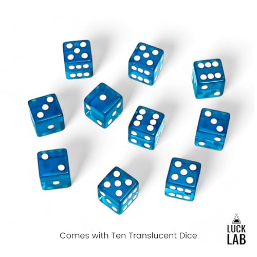 Luck Lab 10 Piece 19 mm Dice Pack - Acrylic and Translucent D6 Dice, Square w/Rounded Edge for Casino, Craps, RPG MTG DND Dice Table Games and Board Games (Light Blue) - color: Light Blue