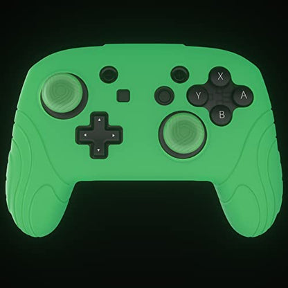 PlayVital Samurai Edition Glow in Dark Ergonomic Silicone Protective Case for Nintendo Switch Pro Controller, Soft Anti-slip Controller Grip Protector for Nintendo Switch Pro with Thumb Grips - Green - color: Green