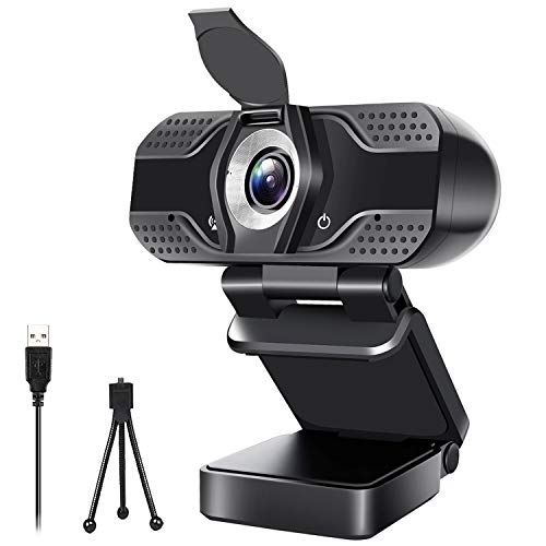 1080P Full HD Webcam,2 Mics, 110° Wide Angle Web Cam,Plug & Play USB Camera,Auto Light Correction, Noise Reduction,Privacy Cover & Tripod, for Laptop/Desktop/PC/Mac,with Zoom/Skype/Teams/Streaming