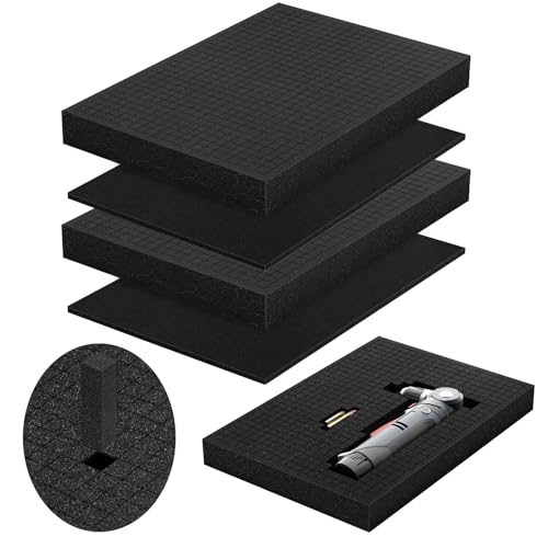 4pcs Pick and Pluck Foam - 16 x 12 x 2 &16 x 12 x 0.4 IN Gun Case Foam Sheets Padding Pre-Cube Sheets with Bottom Packing for Board Game Box Cases Storage Drawer - size: 2 size- length 16in