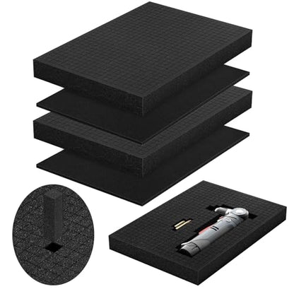 4pcs Pick and Pluck Foam - 16 x 12 x 2 &16 x 12 x 0.4 IN Gun Case Foam Sheets Padding Pre-Cube Sheets with Bottom Packing for Board Game Box Cases Storage Drawer - size: 2 size- length 16in