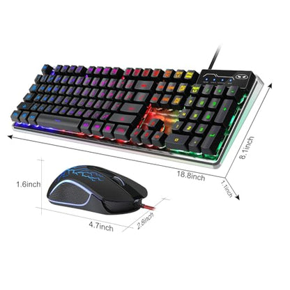 Gaming Keyboard and Mouse Combo, K1 RGB LED Backlit Wired Keyboard with 104 Key Computer PC Gaming Keyboard for PC/Laptop (Black) - color: K1 black