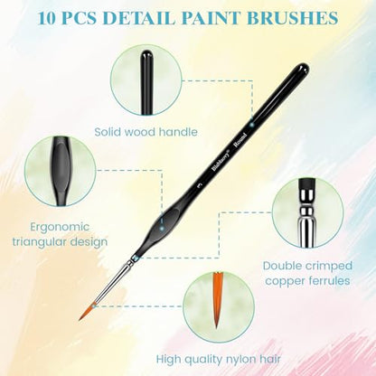 12pcs Miniature Paint Brushes Drybrush Set with Triangular Handles | Detail Paint Brushes for Acrylics, Watercolor, Figurines Model, Face Painting, Piant by Number Kit for Adults