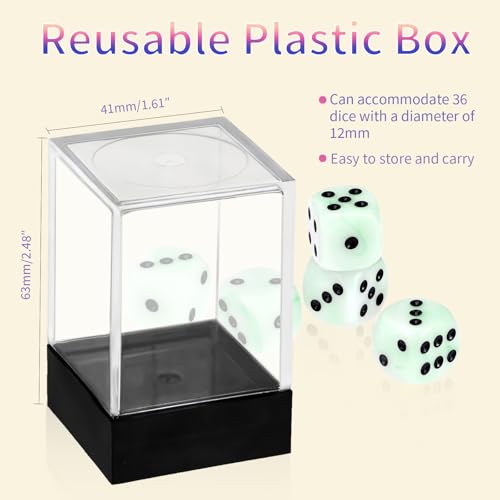 36 Pieces 12mm 6 Sided Mini Dice Set,Mixed Colours Swirls D6 Game Dice Set,6 Sided Standard Game Dice for Board Games Dice Games Classroom Teaching Dices Game,with Portable Gaming Box(Green & White) - color: D6-green & White