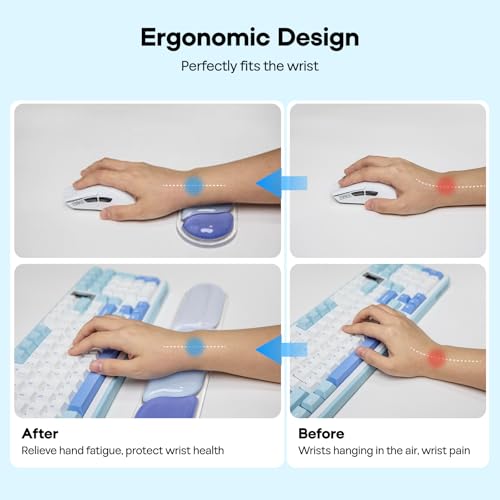 EPOMAKER CloudGel Wrist Rest for Keyboard and Mouse, 2 Pieces | Silicone Wrist Support, Anti-Slip Rubber Bottom, Ergonomic Design, Suitable for Office/Computer/Laptop/Gaming (Blue) - color: Blue