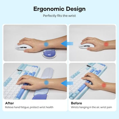 EPOMAKER CloudGel Wrist Rest for Keyboard and Mouse, 2 Pieces | Silicone Wrist Support, Anti-Slip Rubber Bottom, Ergonomic Design, Suitable for Office/Computer/Laptop/Gaming (Blue) - color: Blue
