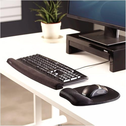 Fellowes Memory Foam Mouse Pad/Wrist Rest- Black (9176501) - size: 9.3L x 7.9W inches