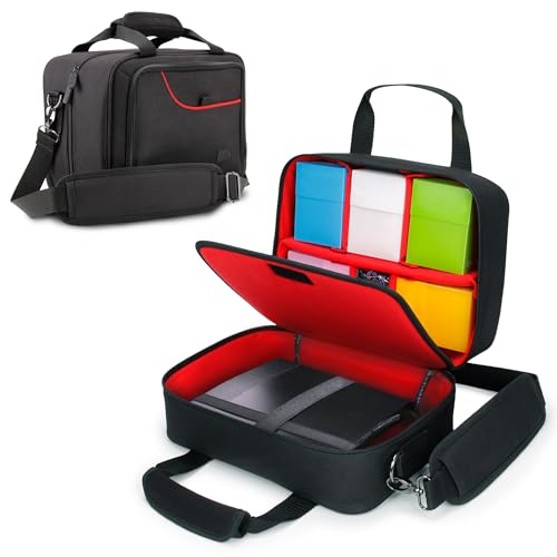 USA Gear TCG Bag Fits Magic the Gathering Deck Boxes, One Piece, Lorcana, Dice Bags, Loose Cards & more TCG Accessories - MTG Deck Box Bag with Padded Shoulder Strap, Customizable Interior - Red - color: Red, size: Small