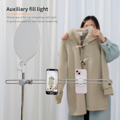 LED Ring Light with Stand 150cm, Professional 6000K Full-Screen Big Ring Lighting with Phone Holder, Selfie Lights for Studio Video Photography, TikTok, YouTube, Live Stream - color: Silver