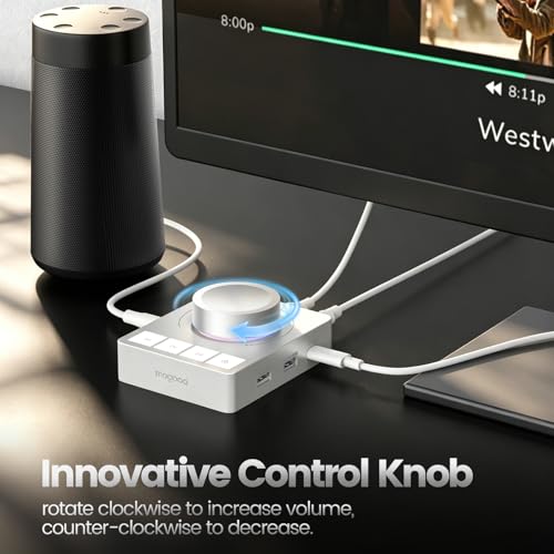 MOGOOD Knob USB C Hub 9-in-1 Docking Station, 1 Pack | Volume control RGB Light 4K@60Hz HDMI Adapter, 100W PD Charging, 5Gbps USB 3.0 Data Transfer, SD/TF 3.0 Card Reader，Highy ABS