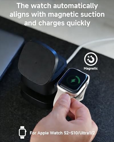 4-in-1 Wireless Charging Station, 15W Fast Charging with Adjustable Night Light, Multi Device Charging Station, Compatible with iPhone 15/14/13/12 Series, Apple Watch, AirPods – Black - color: BLACK