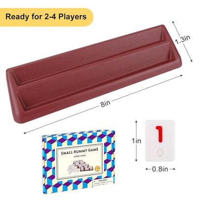 Offelec 106 Rummy Tiles Set with 4 Double Tile Holders - Compact Travel Size Rummy Cube Games, Classic Rummy Game for Adults, Kids & Family Game Night - 2-4 Players Board Games ﻿ - color: Mini Size Rummy Cube