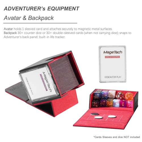 Mage Tech Adventurer [Paragon] Commander Kit - Avatar Holder + Backpack Dice Box Snap-On Back Panel, with Life Tracker - MTG Commander/EDH - Black/Red - color: 2. Ambition (Black/Red), style: 4. Paragon[commander Kit]