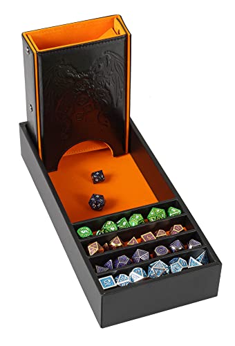Forged Dice Co. Citadel Dice Tray and Tower - DnD Dice Storage for RPG Gaming - color: Orange