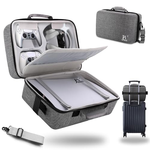 Hard Shell Carrying Case for PS5, PS5 Pro, Travel Protective Bag Suitable for Playstation 5 Digital Edition, Console, Controllers, Headset and Gaming Accessories, Grey - color: Light Grey