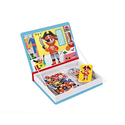 Janod - MagnetiBook 45 pc Magnetic Boys Costumes Dress Up Game - Travel Entertainment - Encourages Imaginative Play - Boosts Creativity and Confidence - Enhances Fine Motor Skills | Travel Entertainment - Enhances Fine Motor Skills - Boosts Creativity and