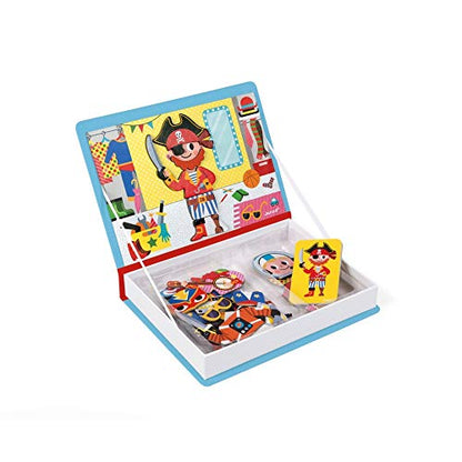 Janod - MagnetiBook 45 pc Magnetic Boys Costumes Dress Up Game - Travel Entertainment - Encourages Imaginative Play - Boosts Creativity and Confidence - Enhances Fine Motor Skills | Travel Entertainment - Enhances Fine Motor Skills - Boosts Creativity and