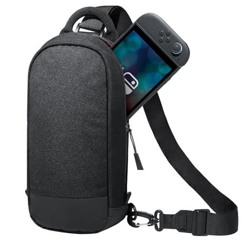 JETech Sling Bag for Nintendo Switch 2/Switch OLED/Switch Console, Black | Crossbody Carrying Design, 8 Game Card Slots, Large Storage Capacity, Travel-Friendly Organization - color: Black