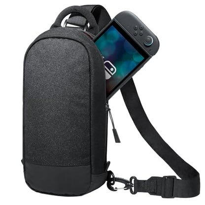 JETech Sling Bag for Nintendo Switch 2/Switch OLED/Switch Console, Black | Crossbody Carrying Design, 8 Game Card Slots, Large Storage Capacity, Travel-Friendly Organization - color: Black