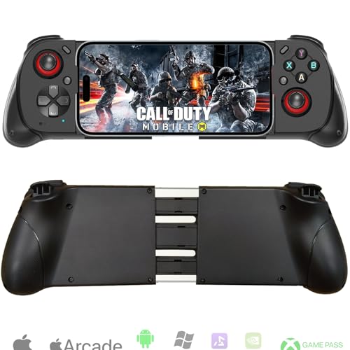 iOS/Android/PC Wireless Game Controller, Mobile Gamepad Joystick for iPhone 16/15/14/13, iPad, Samsung Galaxy/LG/TCL Phone Tablet- Hall Trigger - Call of Duty, Genshin Impact, Cloud Game, Delta Emulator - color: Black