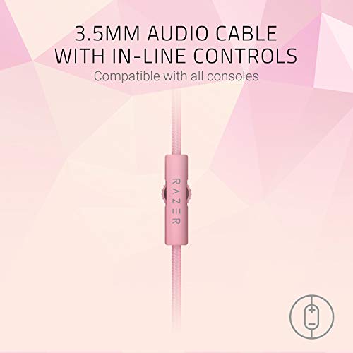 Razer Kraken Gaming Headset: Lightweight Aluminum Frame, Retractable Noise Isolating Microphone, For PC, PS4, PS5, Switch, Xbox One, Xbox Series X & S, Mobile, 3.5 mm Audio Jack - Quartz Pink - color: Quartz Pink