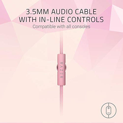 Razer Kraken Gaming Headset: Lightweight Aluminum Frame, Retractable Noise Isolating Microphone, For PC, PS4, PS5, Switch, Xbox One, Xbox Series X & S, Mobile, 3.5 mm Audio Jack - Quartz Pink - color: Quartz Pink