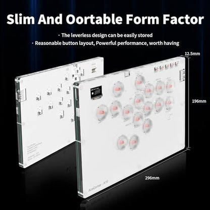AceGamer Arcade Stick 16Keys All-Button Gamer Finger with Turbo Functions, Custom RGB, Arcade Controller Street Fight for PC/PS3/PS4/Switch/Steam Game Keyboard-Supports Hot Swap (White) - color: White-1
