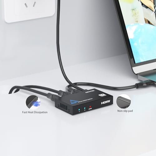 HDMI Splitter 1 in 2 Out, Arvitek 2 Port HDMI Splitter for Dual Monitors, TV, Laptop, Xbox, PS4, 4K@30Hz, Metal Housing, Mirror Only - size: 1x2