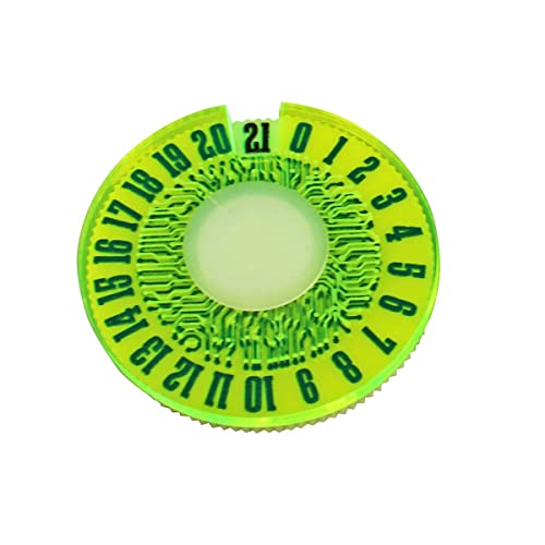 LITKO Life Counter Dial 0-21 | Compatible with MTG & D&D | Green | Single 40mm round | Fluorescent, laser-engraved Circuit pattern | Tracks HP, health & resources | No assembly, ready to use - color: Fluorescent Green