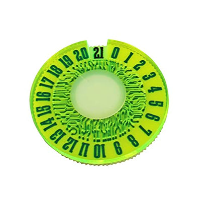 LITKO Life Counter Dial 0-21 | Compatible with MTG & D&D | Green | Single 40mm round | Fluorescent, laser-engraved Circuit pattern | Tracks HP, health & resources | No assembly, ready to use - color: Fluorescent Green