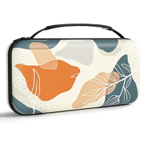 NPOOYI Carrying Case for Nintendo Switch OLED 2021/2017, Hard Shell Cover | Hard Shell Protective Switch Case, Portable Travel Storage Bag with Pockets and Game Holder for Console Joy-Con & Accessories - color: Boho Leaf