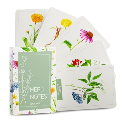 Herb Notes Plant Identification Cards, 48 Illustrated Botanical Flash Cards | Herb Cards for Plant Identification, Nature Study & Classroom Learning, Compatible with Learning Herbs Wildcraft! Board Game - style: Herb Notes