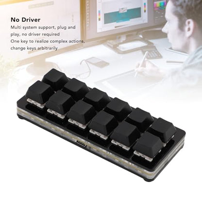 LICAEVEY One Handed Macro Mechanical Keyboard, 12 Keys Hot Swappable RGB Gaming Keypad, Programmable Mini Red Switch Keyboard, for OS X, for for Pi (Black)