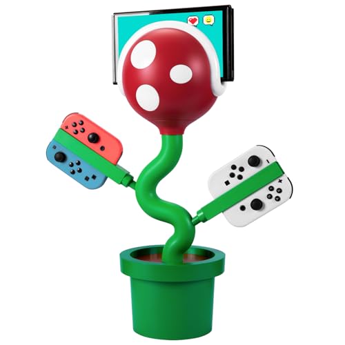 POWKONG Switch TV Dock for Nintendo Switch Docking Station, Charger Dock only for Switch 1/OLED, Piranha Swith Charging Dock Stand, PD Fast Charging Gaming Setup with 4K 30Hz HDMI/USB 2.0/USB-C Ports - color: Greenish-red
