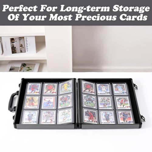 Azamou Toploader Binder for Trading Cards, Hard Cases, Holds 216 Toploaders, 9 Pocket Sleeves for 3" x 4" Cards (Gray 216-Toploaders) - color: Gray 216-Toploaders